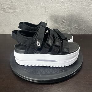 Nike Icon Classic Womens Size 5 Black Platform Adjustable Strap Comfort Sandals